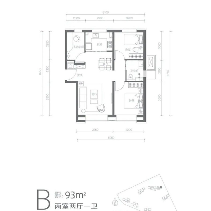 京投发展北熙区93㎡户型
