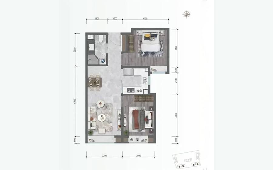 中建星光里建面77㎡户型图