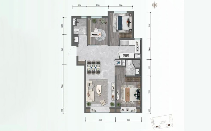 中建星光里建面96㎡户型