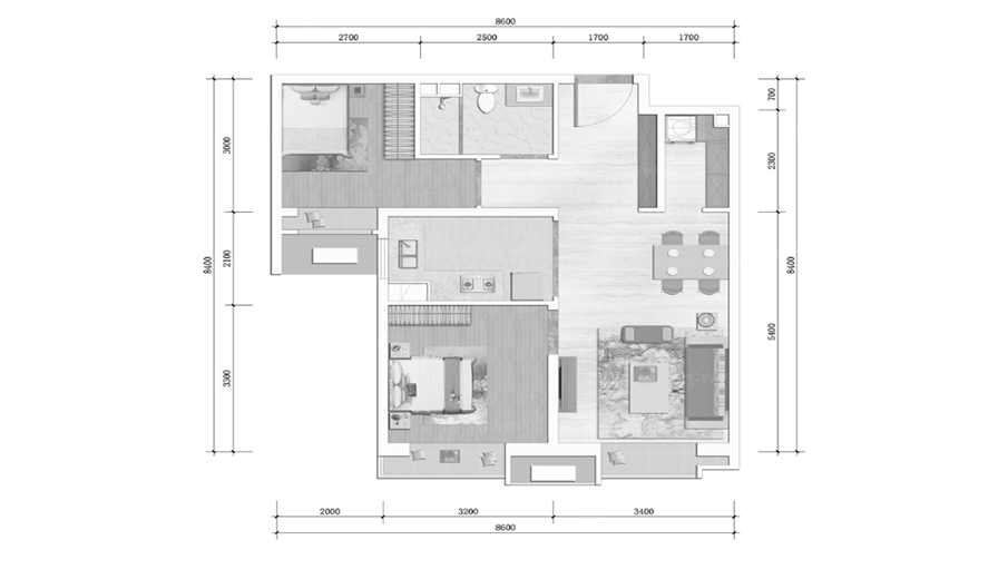 北清云际建面83平户型图