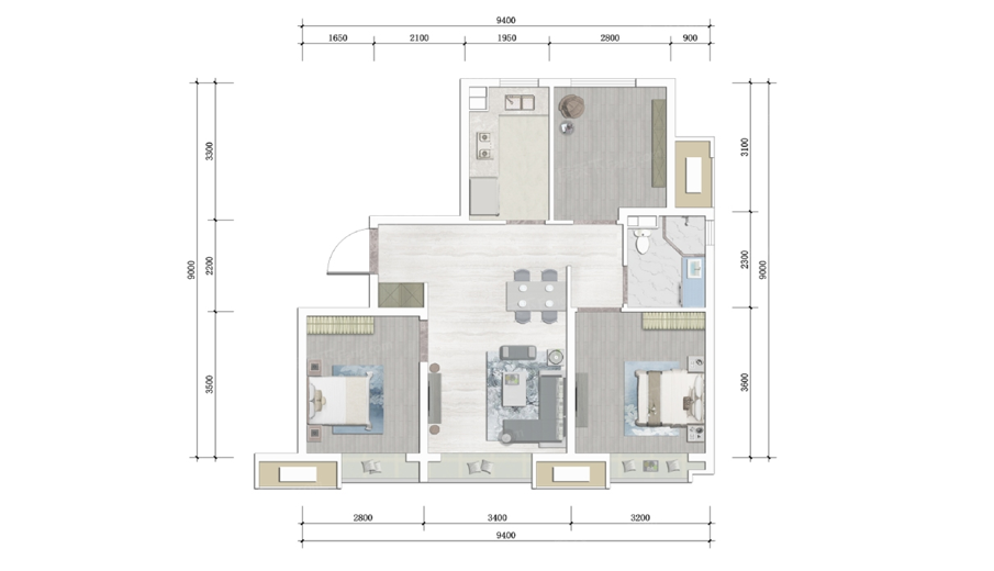 北清云际建面95平户型图
