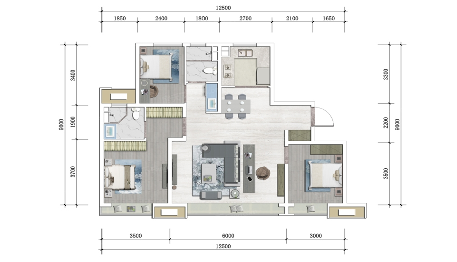 北清云际建面126平户型图