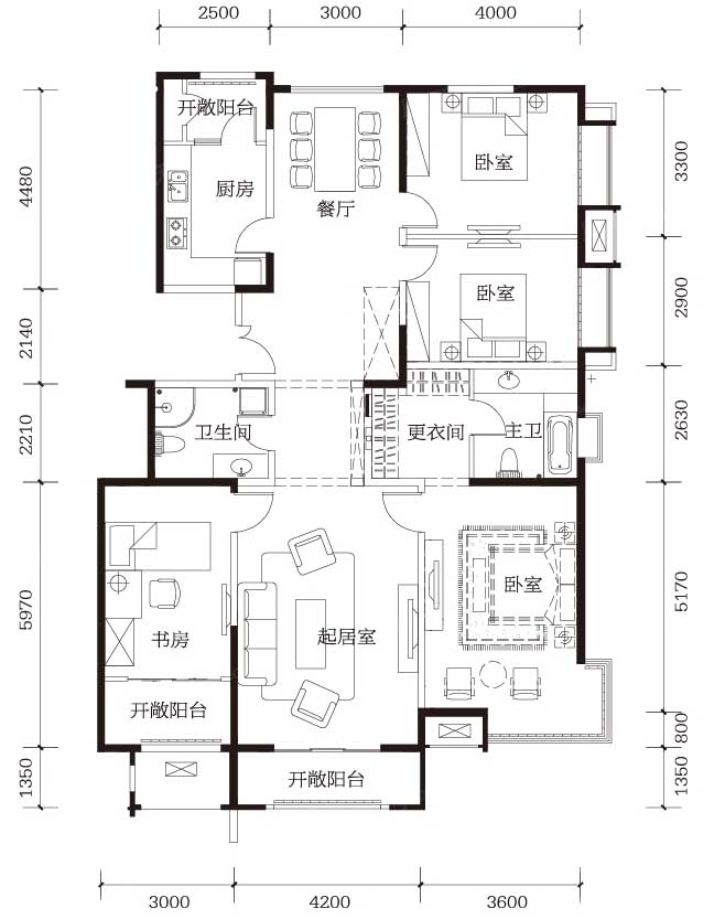 建面170㎡四居