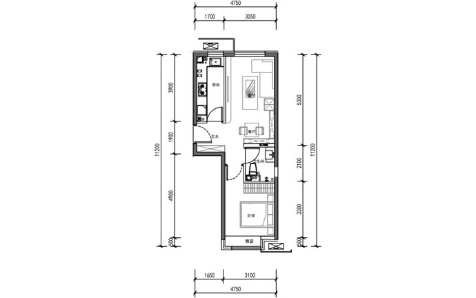 建面58㎡一居