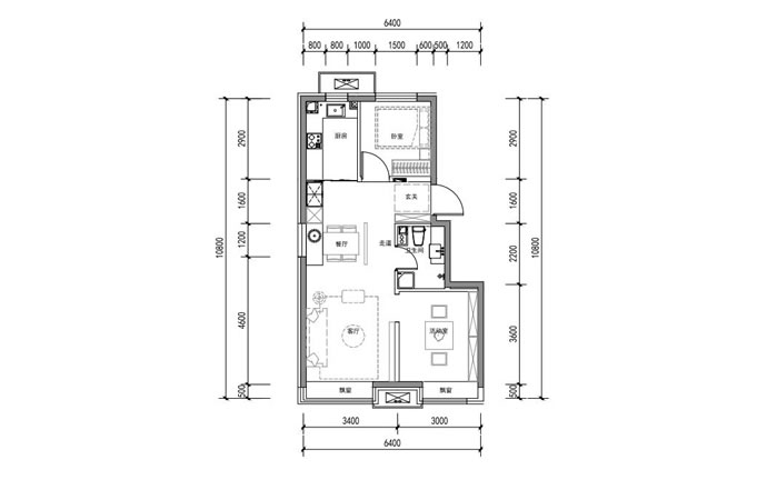 建面74㎡两居