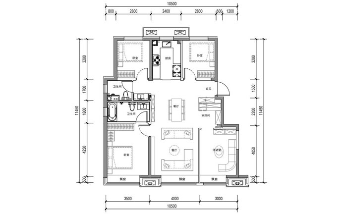 建面121㎡四居