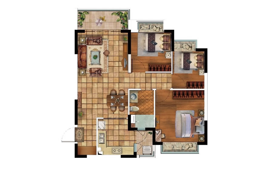 三居建面92㎡