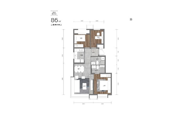 建面86㎡三居