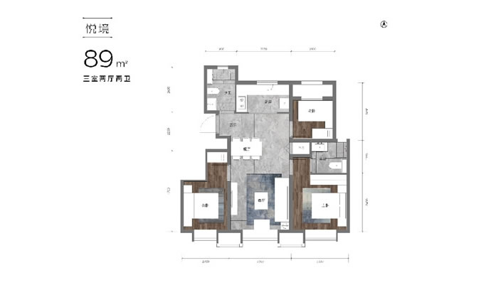 建面89㎡三居