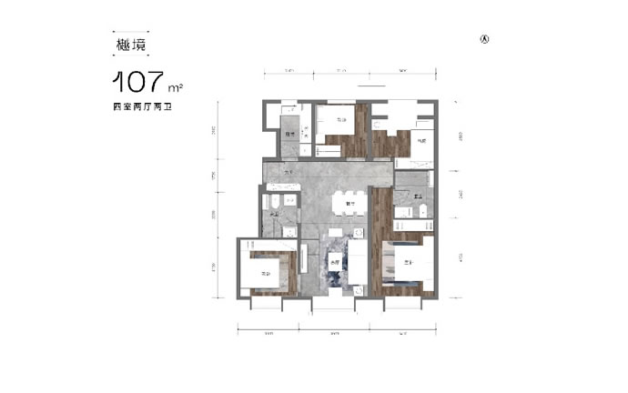 建面107㎡四居