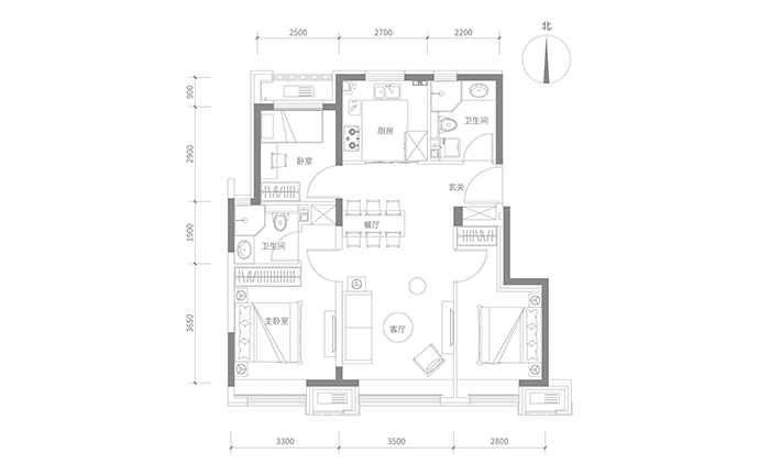 建面96㎡三居