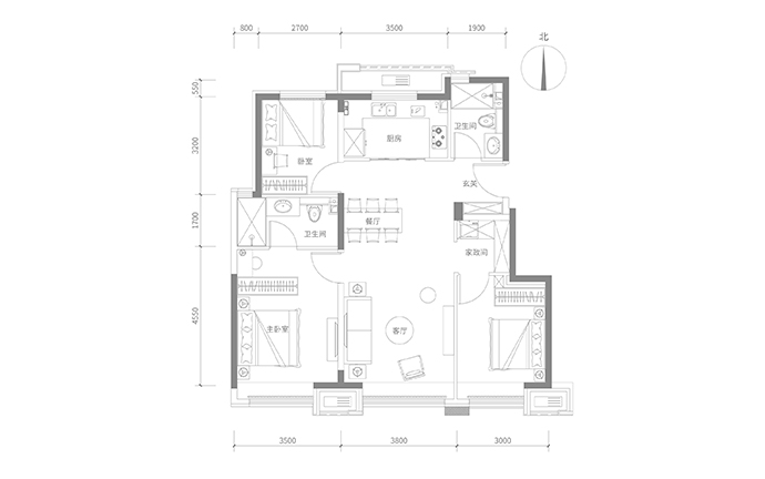 建面109㎡三居