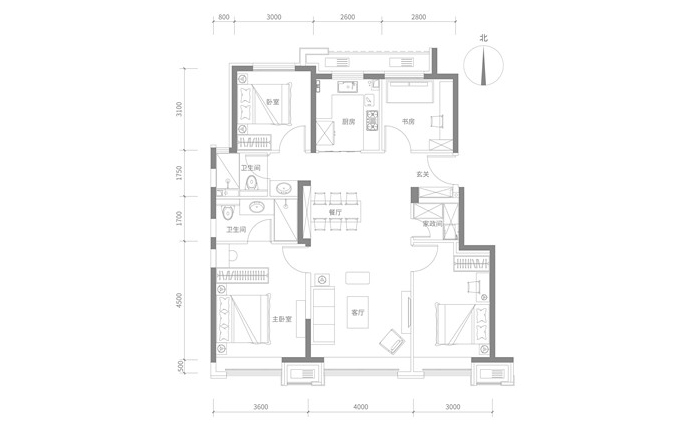 建面125㎡四居