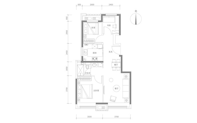 建面85㎡三居