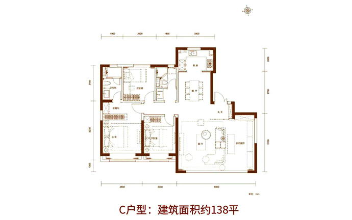 建面138㎡三居