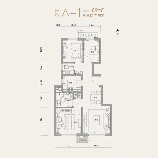 建面89㎡三居