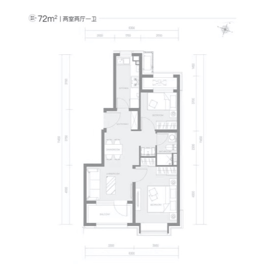 建面72㎡两居