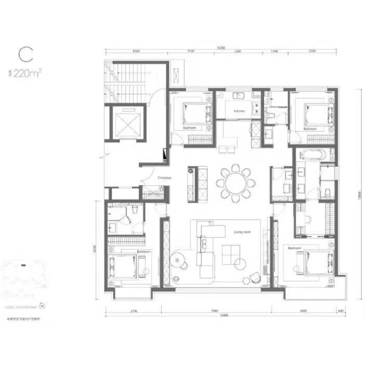 建面220㎡户型