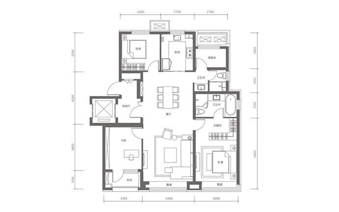 建面135㎡四居