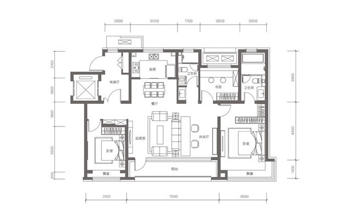 建面135㎡三居